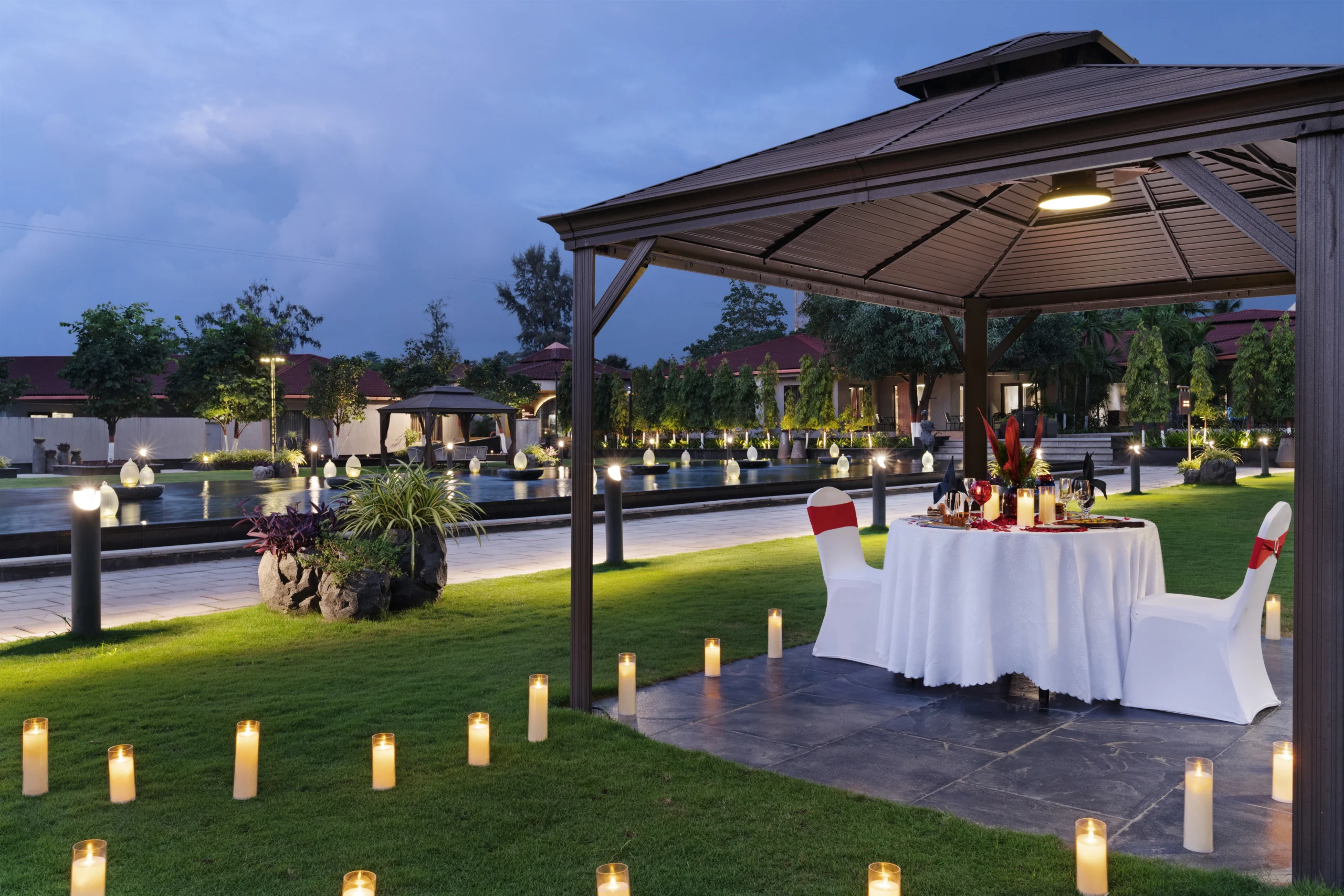 Private gazebo dining experience at Treat Resort Silvassa