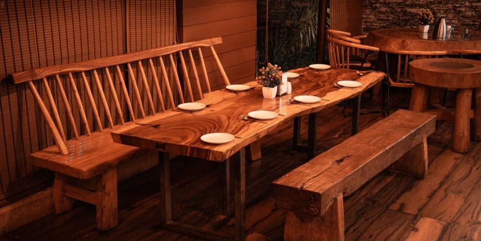 Woods Cafe at Treat Beach Resort surrounded by greenery
